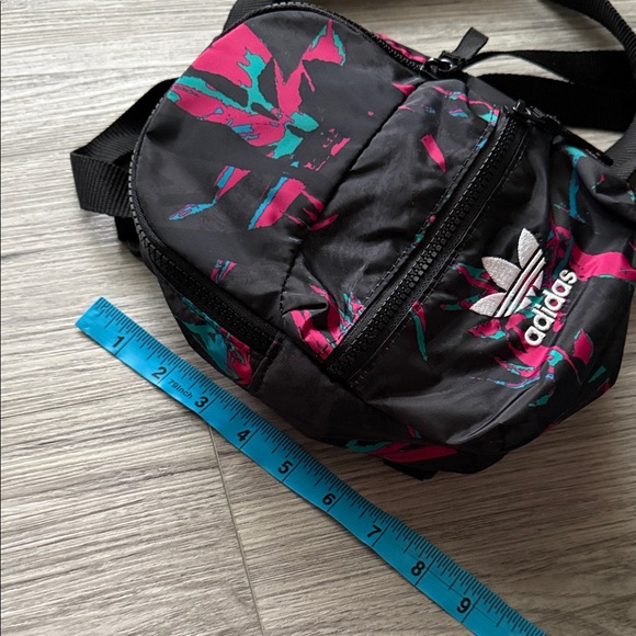 Adidas Black Mini Backpack Bag with Pink and Teal Pattern - Picture 7 of 8